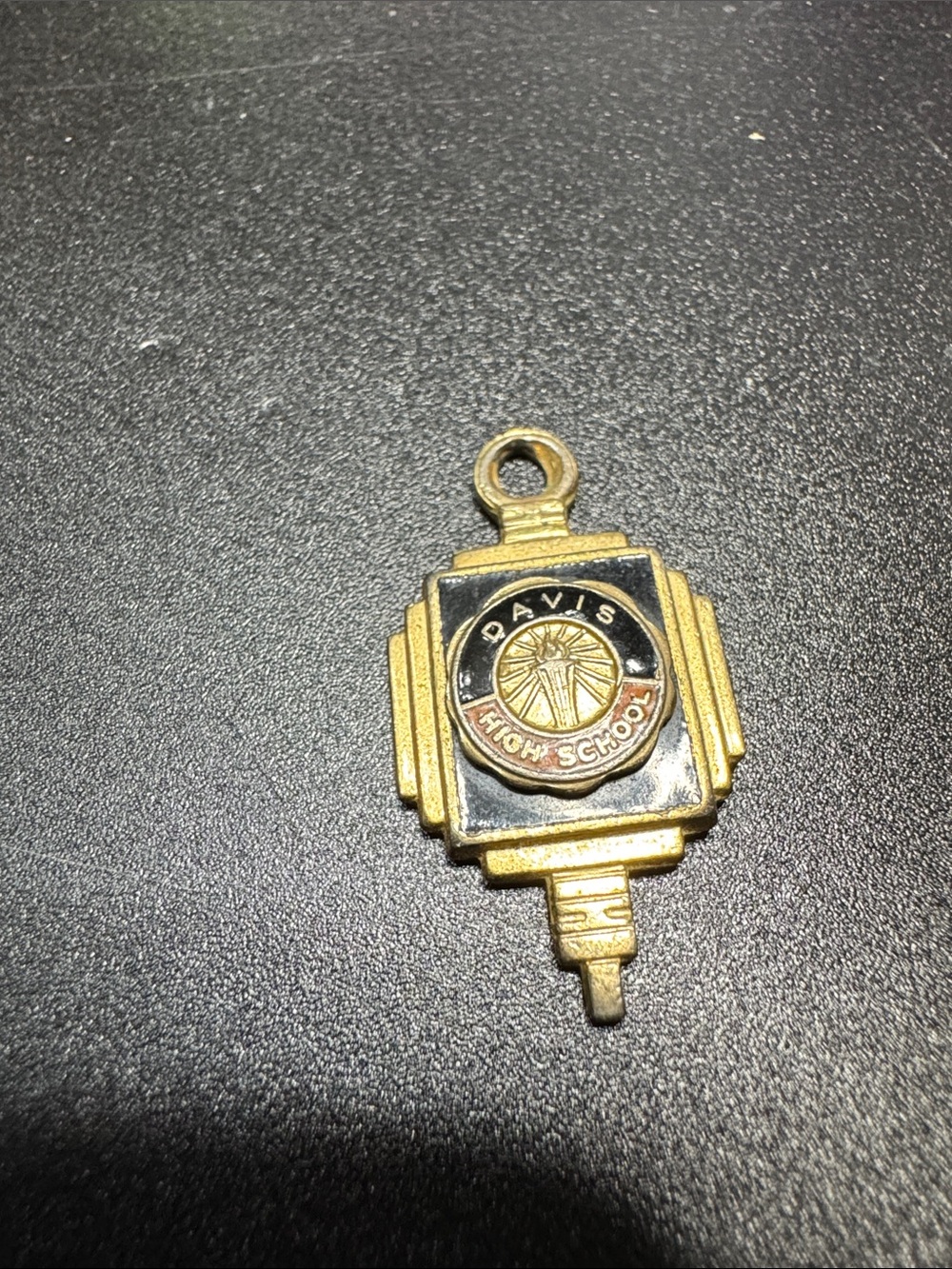 VTG Davis High School Gold-Tone Enamel Pendant Charm